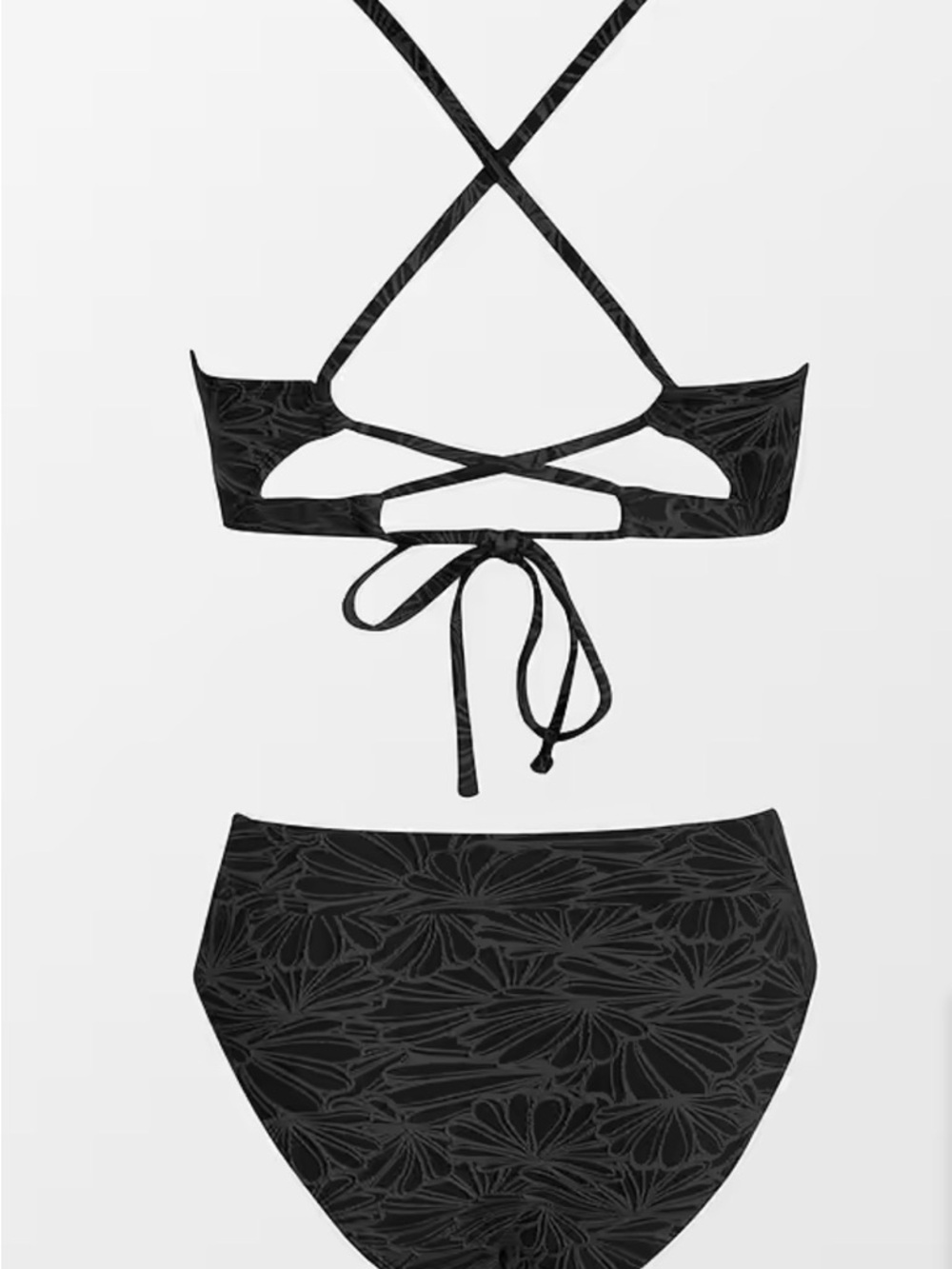 CUPSHE Women's Black Scalloped High-Waist Bikini Set M NWT - Picture 3 of 6